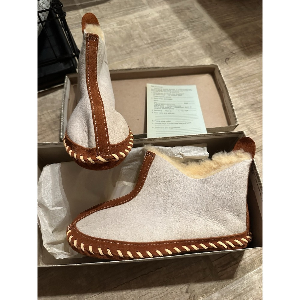 New Quoddy Shearling Lined Suede Moccasin Apre Ski Boot Womens Sz 7 Style 4210
